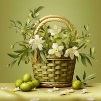 realistisch licht olijf- mand ontwerp met bloem gegenereerd door ai foto