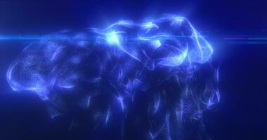 abstract drijvend vloeistof van energiek blauw deeltjes gloeiend magisch achtergrond foto