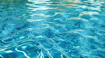 rimpelingen Aan de blauw zwembad water. glimmend golven van schoon zwembad water. gegenereerd ai. foto