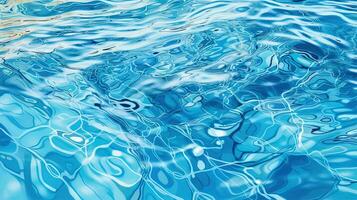 rimpelingen Aan de blauw zwembad water. glimmend golven van schoon zwembad water. gegenereerd ai. foto