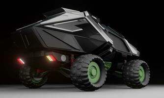 terug van vrachtauto suv auto concept sci-fi in donker tafereel foto