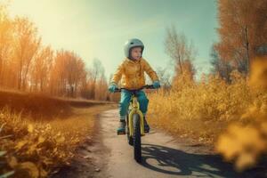 kinderen ritten fiets. genereren ai foto