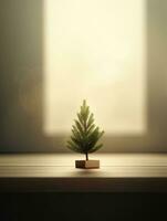 een Kerstmis boom is in een kamer met een venster dat zegt Kerstmis foto