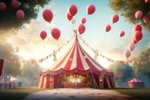 circus tent met ballonnen foto