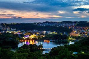 luchtfoto van groen grasmeer in hsinchu, taiwan foto