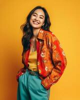 mooi Aziatisch vrouw mode model- ai gegenereerd foto