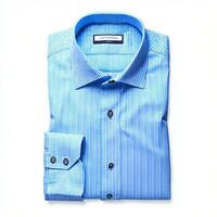 formeel Mannen lucht blauw controleren shirt, klassiek en elegant mode, ai gegenereerd foto