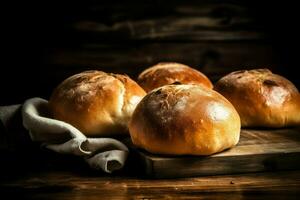 gebakken broodjes brood. genereren ai foto