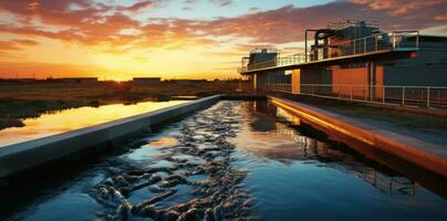 industrieel water behandeling fabriek met water foto