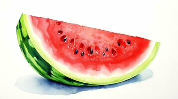 watermeloen plak detailopname Aan een wit achtergrond. waterverf illustratie. foto