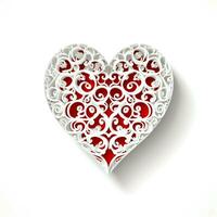 wit handgemaakt hart. papier kunst besnoeiing uit origineel Valentijnsdag dag geschenk. ai gegenereerd foto