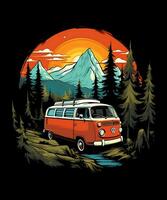 berg zomer camping t-shirt ontwerp achtergrond foto