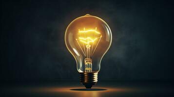 hand getekend licht lamp Aan schoolbord symboliseert creativiteit ai generatief foto