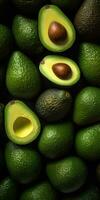 dichtbij avocado met water druppels Aan het, generatief ai foto