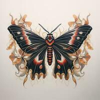 retro vlinder. vlinder clip art. wijnoogst schilderen, retro clip art demonstratie met vlinder. foto