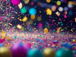 kleurrijk confetti en bokeh Aan een carnaval, generatief ai illustratie. foto