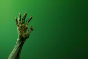 groen zombie hand. genereren ai foto