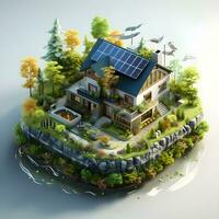 isometrische architectuur eco duurzame milieu generatief ai. foto