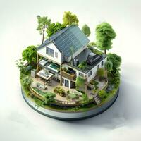 isometrische architectuur eco duurzame milieu generatief ai. foto