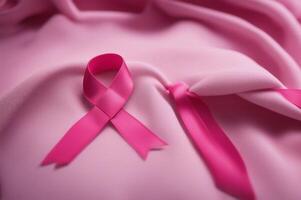 roze lint voor borst kanker bewustzijn campagne beeld gegenereerd door ai. foto