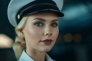 portret stewardess. genereren ai foto