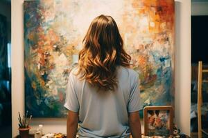 vrouw schilderij canvas. genereren ai foto