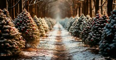 Kerstmis boom groeit in een kinderkamer in de buurt de Woud. bomen voor de vakantie. detailopname schot - ai gegenereerd beeld foto