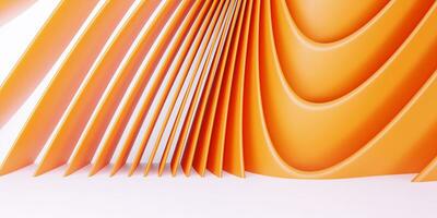 3d abstract oranje en wit kleur achtergrond met kromme lijn. 3d geven illustratie. foto