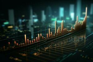 economisch en financiën concept afgebeeld met statistieken, markt beelden, en opwaartse trend signaal ai gegenereerd foto