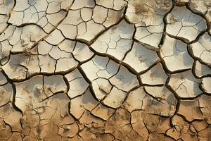 klimaat crisis dor aarde, gebarsten en droog, vertelt van veranderen woestijn landschap ai gegenereerd foto