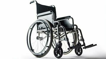rolstoel voor de gehandicapt Aan een wit achtergrond, niemandin de afbeelding. ai gegenereerd foto
