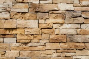 getextureerde steen muur steen met een naadloos patroon van zandsteen facade. ai gegenereerd foto