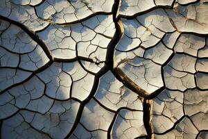 klimaat crisis dor aarde, gebarsten en droog, vertelt van veranderen woestijn landschap ai gegenereerd foto