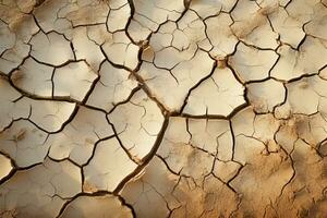 aard alarm gebarsten, droog bodem in woestijn spreekt van klimaat veranderingen ernst ai gegenereerd foto