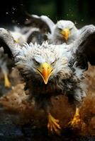 een groep van vastbesloten vogelstand agressief swoop naar beneden Aan een roofdier fel verdedigen hun nesten in de wildernis foto