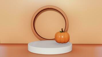 herfst achtergrond met 3d weergegeven podium voor Product Scherm foto