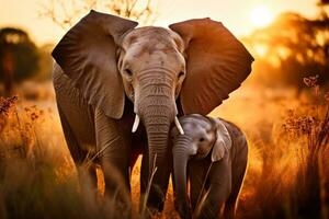 een inschrijving moment gevangen genomen net zo een olifant familie omarmt symboliseert de onbreekbaar binding gedeeld Aan Afrikaanse safari's foto