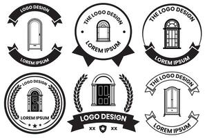 deur en venster logo in vlak lijn kunst stijl foto