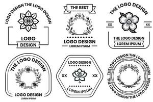 bloem en boeket logo in vlak lijn kunst stijl foto