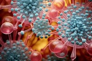 microsopisch van bacterie schimmel.medisch en wetenschap Onderzoek concept.kleurrijk kleur.generatief ai foto