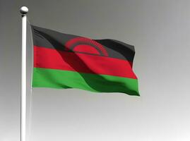 Malawi nationaal vlag golvend Aan grijs achtergrond foto