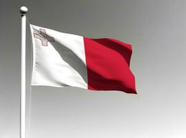 Malta nationaal vlag golvend Aan grijs achtergrond foto