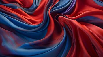 helling blauw en rood abstract kleding stof ai gegenereerd foto