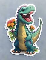 gelukkig dinosaurus sticker ai genereren foto