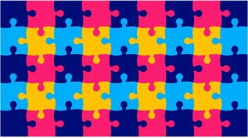 wereld autisme bewustzijn dag puzzel stukken patroon achtergrond sjabloon gevierd in 2 april. gebruik naar banier, kaart, groet kaart, poster, boek omslag, aanplakbiljet, kader, sociaal media post banier sjabloon. foto