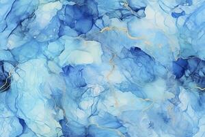 blauw alcohol inkt achtergrond. abstract delicaat winter seizoen textuur. ai generatief foto