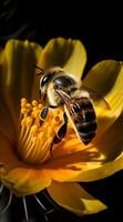 mooi bij drinken nectar van bloem ai gegenereerd beeld foto