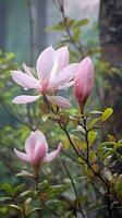 wild magnolia na regen in de Woud ai gegenereerd beeld foto