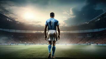 een voetbal speler staand in de stadion foto