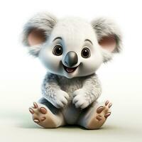 3d tekenfilm schattig koala ai foto